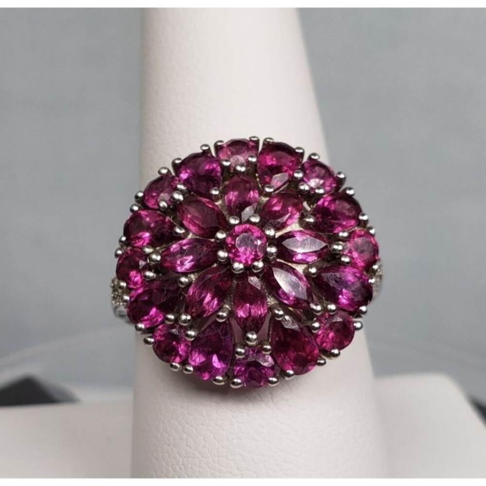 DJoy Signed 925 Sterling Silver Purplish Pink Rhodolite Garnet Ring Size 8.25 - Picture 2 of 16